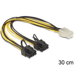 DELOCK 83433 PCI Express kabel zasilający 6-pin żeński > 2 x 8-pin męski 30 cm