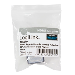 LOGILINK AH0007 Kątowy adapter HDMI żeński - HDMI męski (GOLD)